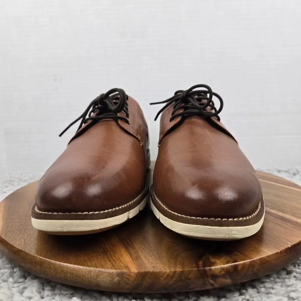 Cole Haan Mens 10.5M FlexGrand 360 Plain Toe Brown Leather Casual Derby Oxford
